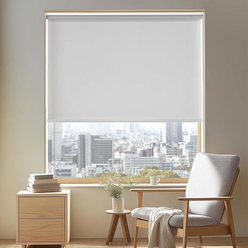 Deconovo ロールスクリーン 幅120cm 丈220cm ホワイト チェーン式 ロールカーテン 1級遮光 断熱 遮熱 防音 防寒 UVカット 表裏同色 1