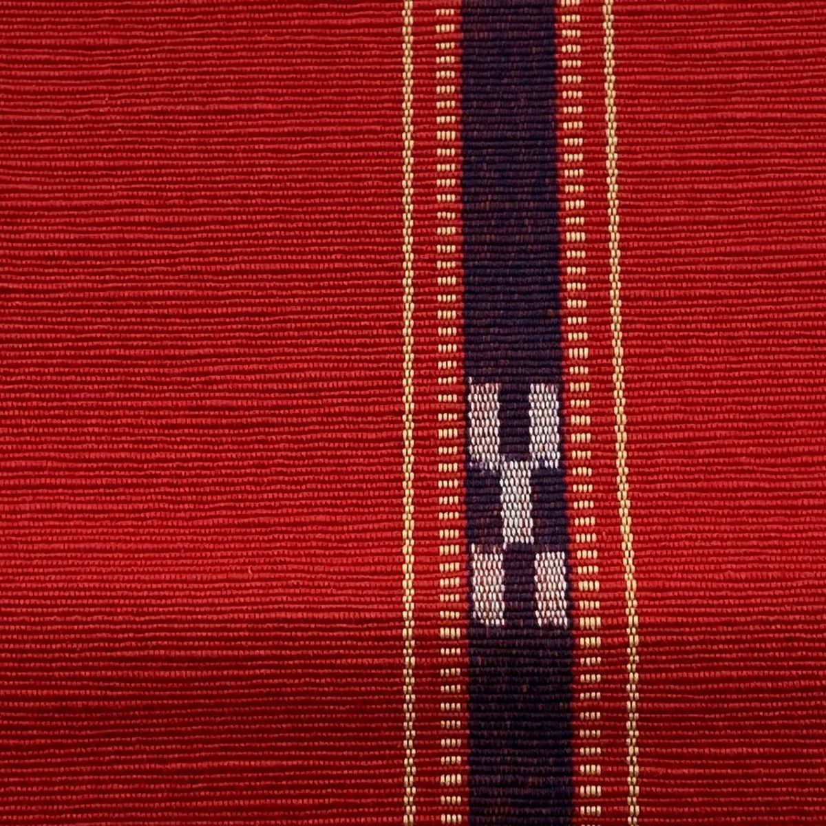 半幅帯 八重山ミンサー 証紙 縞 絣柄 赤 綿