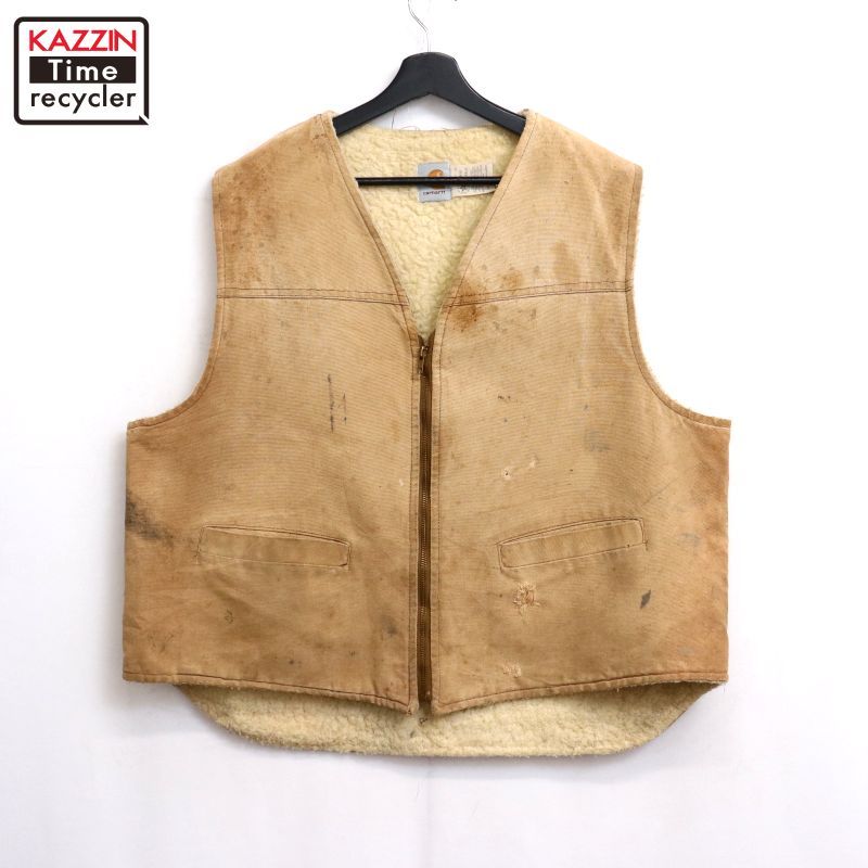90s USA製 vintage Carhartt 裏地ボア ダック ベスト メンズ