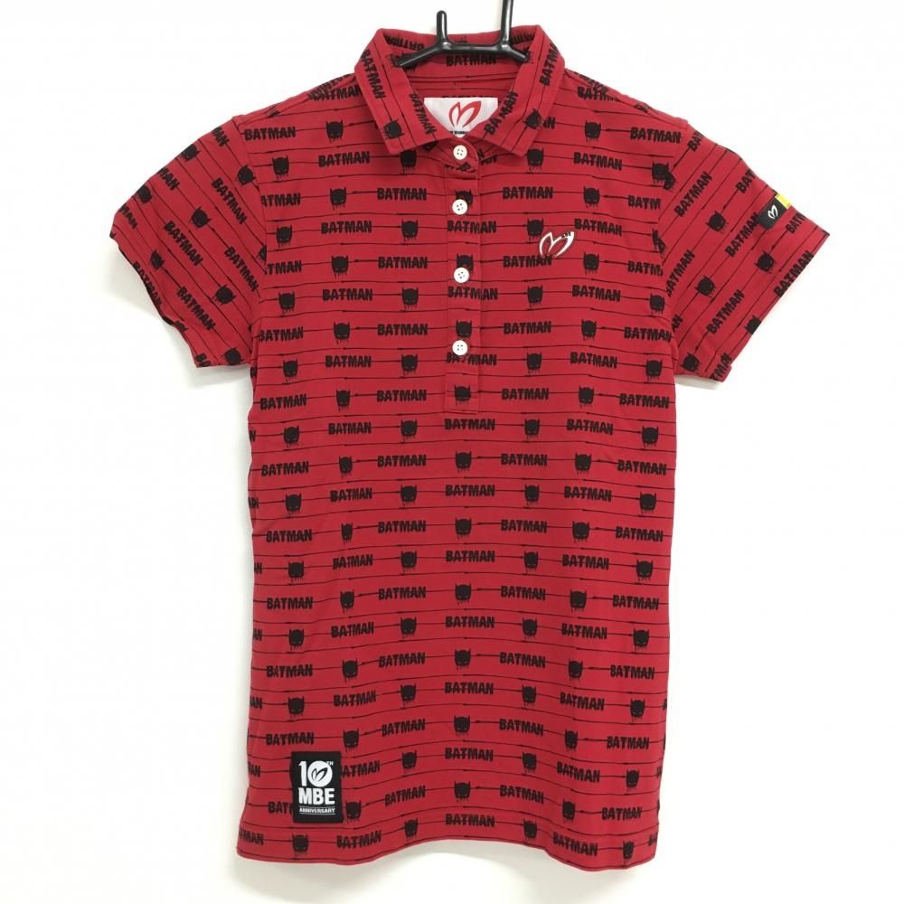 美品】マスターバニー×バットマン 半袖ポロシャツ レッド×黒 総