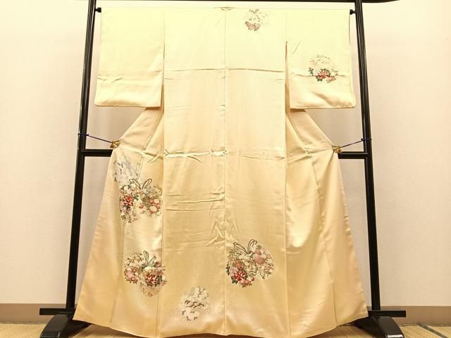 平和屋着物＊夏物 紗紬 黒蝋館 格子 藍媚茶色 正絹 逸品