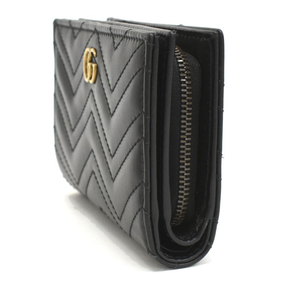 |グッチ|ダブルG|ウォレット|二つ折り財布|781583|シェブロン|キルティング|レザー|ブラック|GUCCI