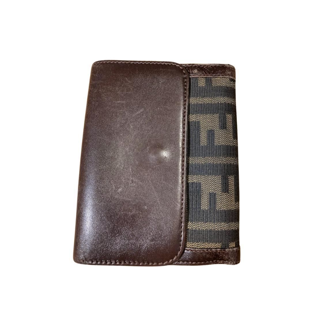 フェンディ Fendi 二つ折り財布 ズッカ柄 ブラウン キャンバス