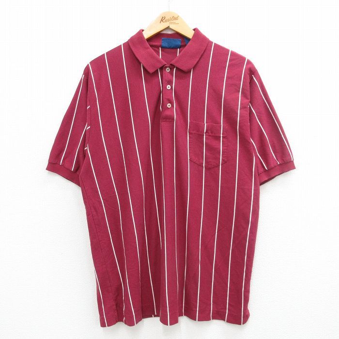 M/古着 タウンクラフト 半袖 ポロ シャツ メンズ 90s 胸ポケット付き エンジ 24apr01 中古 トップス