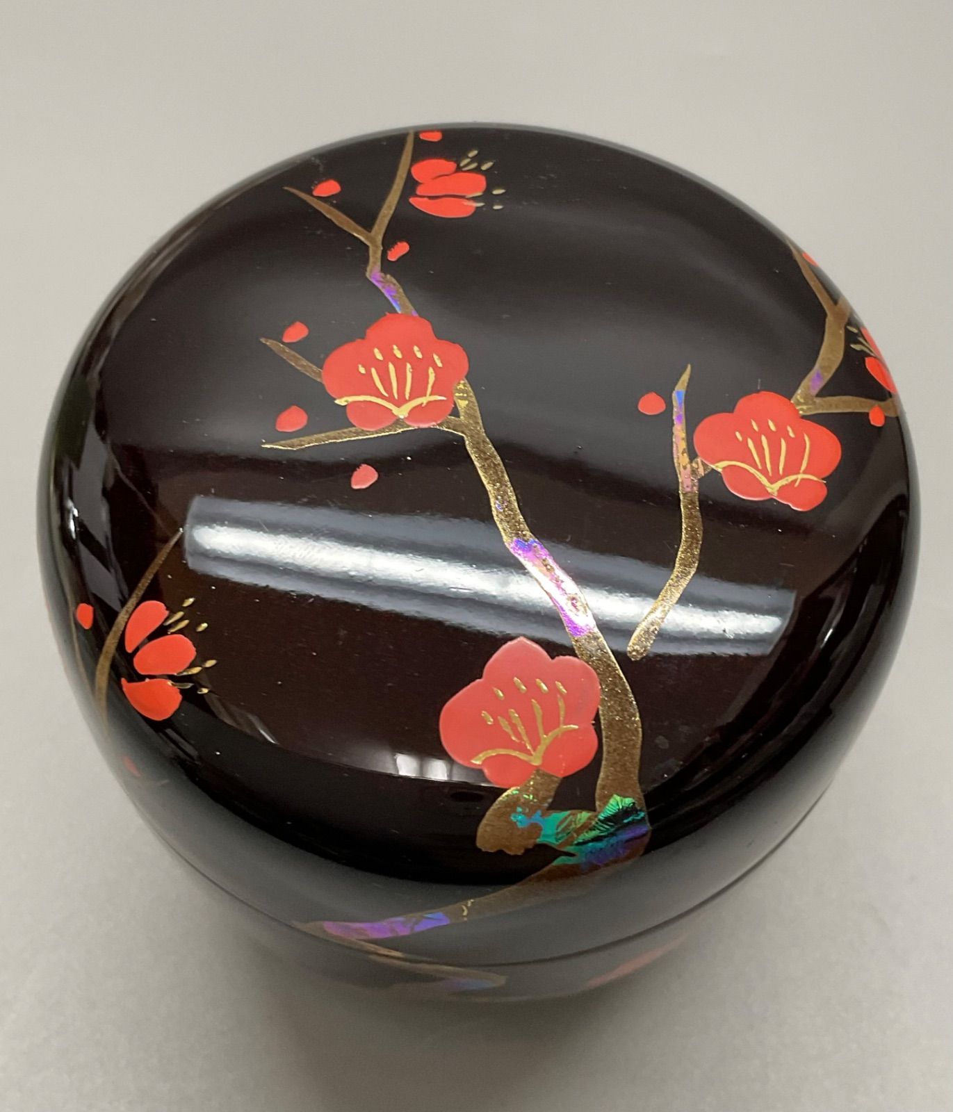 S19 茶道具棗なつめ東雲溜塗中棗梅に鶯蒔絵蒔絵内梨子地重さ63.6