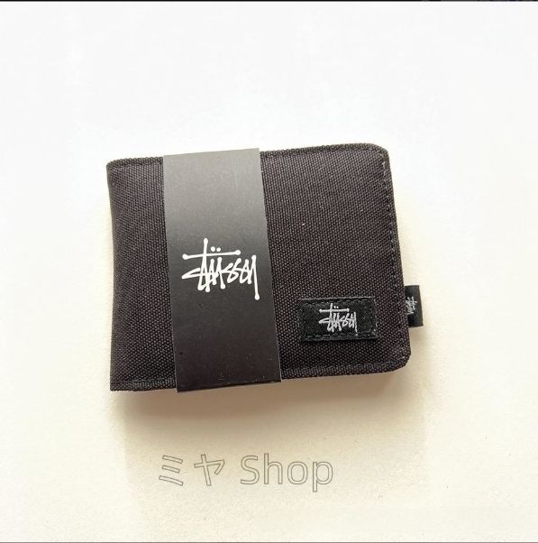 STUSSY ステューシーのキャンバス財布 二つ折り財布 ブラック