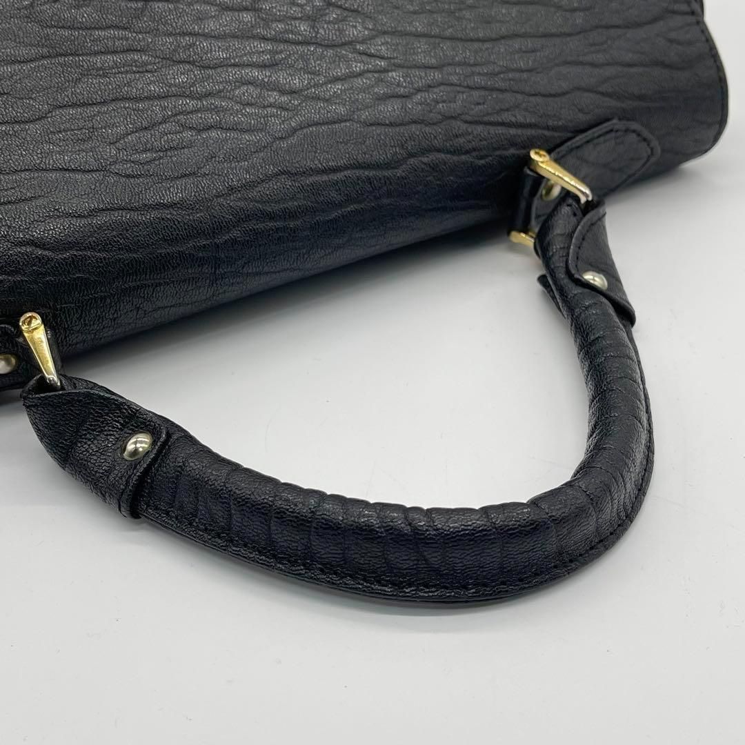 美品】SEALSKIN アザラシ トップハンドル ハンドバッグ 美品】SEALSKIN アザラシ トップハンドル ハンドバッグ
