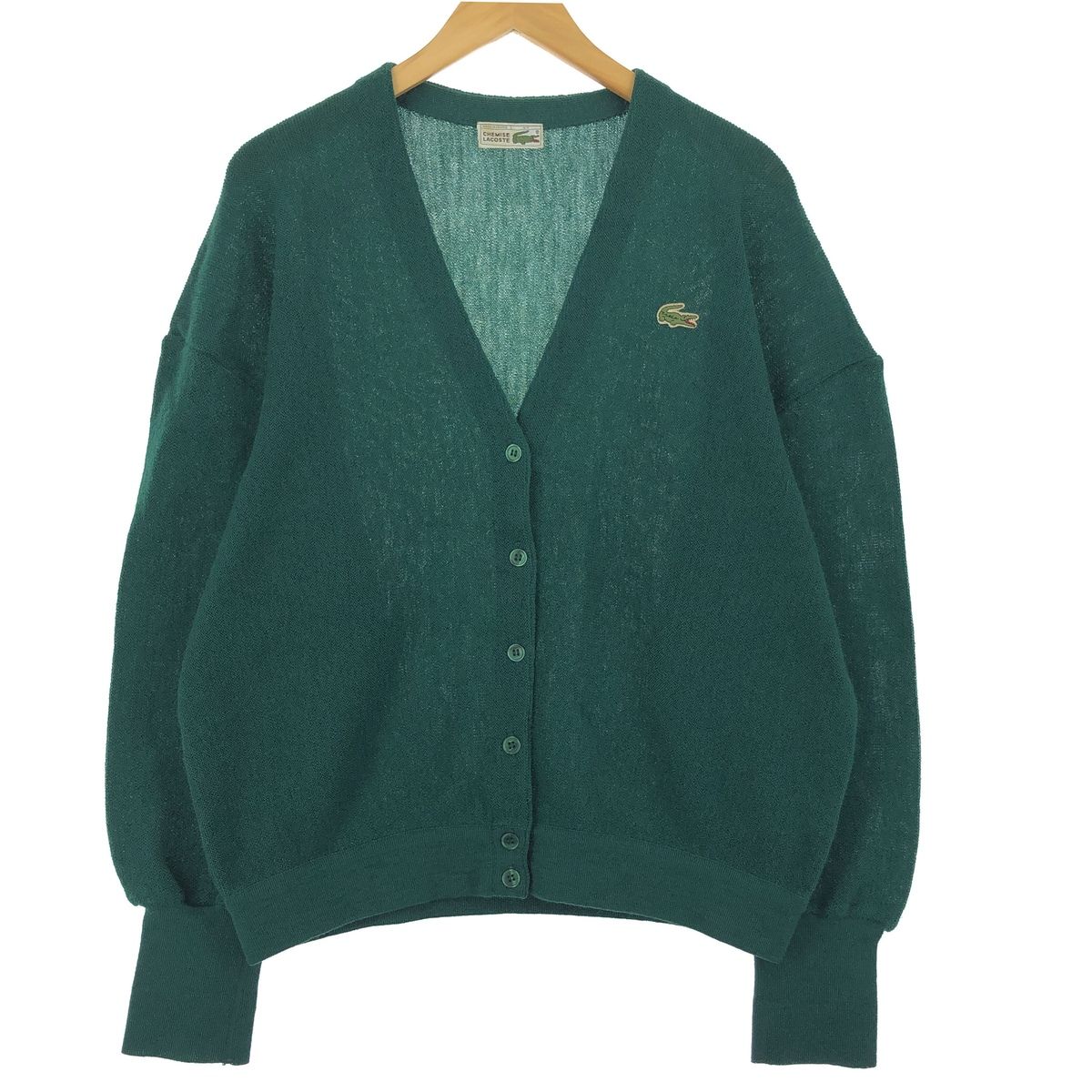 【70sフランス製】フレンチラコステ　ヴィンテージ　ウールニットカーディガン 古着 70~80年代 ラコステ LACOSTE CHEMISE フレンチラコステ