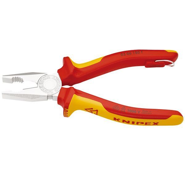 KNIPEX クニペックス 1000V絶縁ペンチ 落下防止 全長180mm 0306-180T