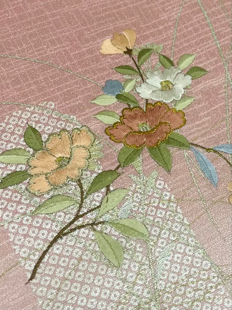 付け下げ 刺繍 ちりめん 蝋色 正絹 反物 imgrc0095650087.jpg