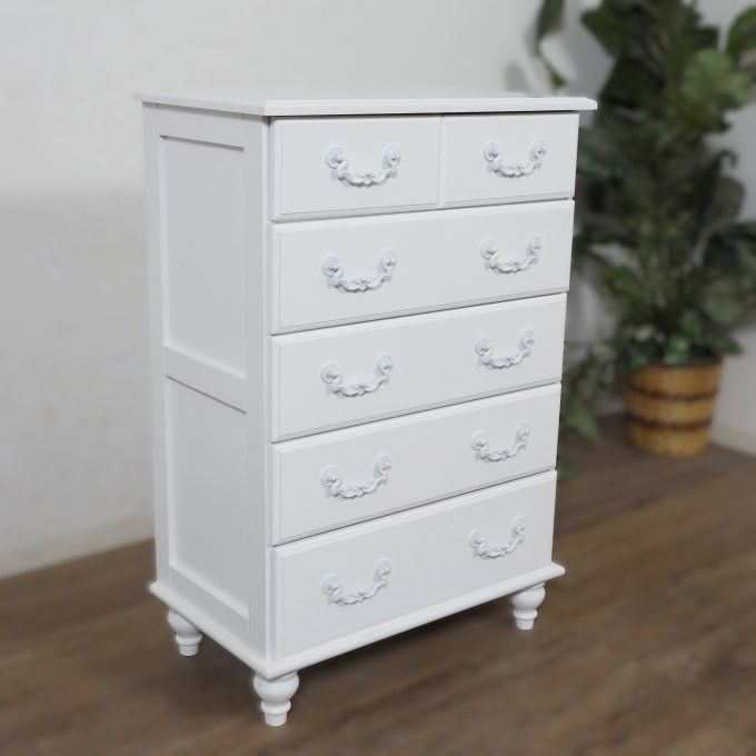 シャビーシック 5段チェスト