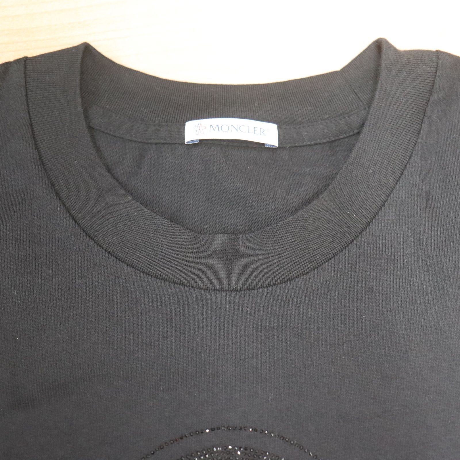  MONCLER モンクレール MAGLIA GIROCOLLO ラインストーン付き Tシャツ ブラック レディース サイズ S 半袖(Tシャツ) Tシャツ カットソー