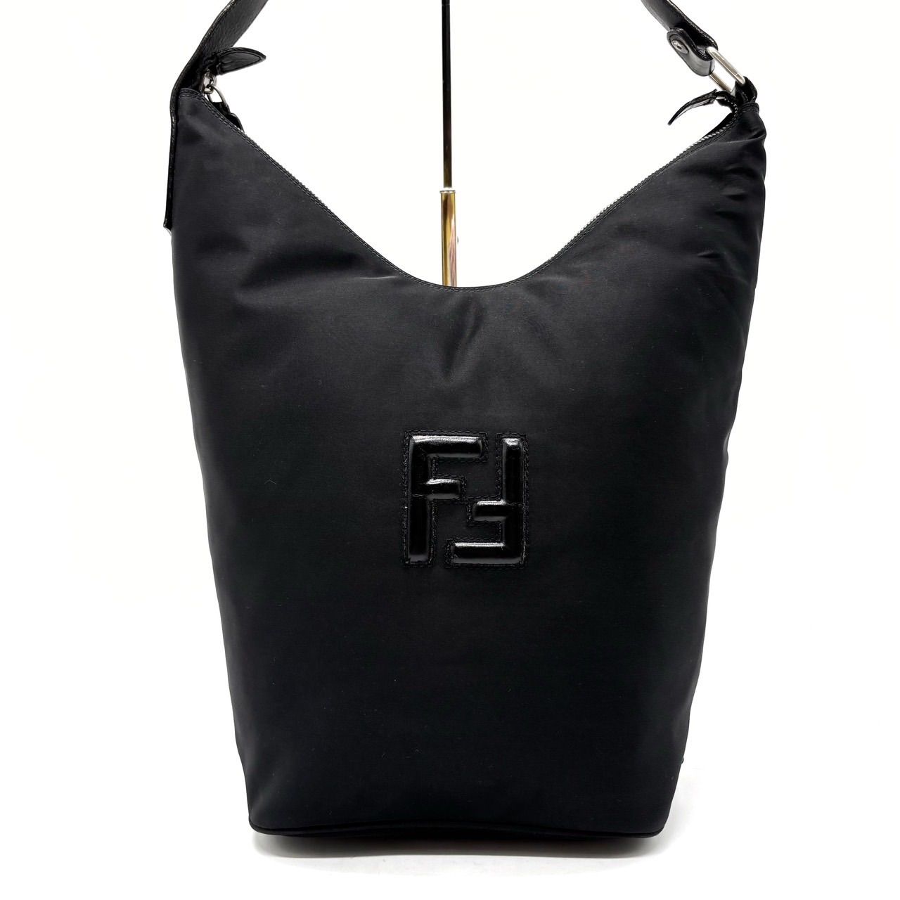 フェンディ ショルダーバッグ レザー×キャンバス FF柄 FFロゴ 黒 FFスクエアのコンパクトなバッグ レザー ブラック | Fendi