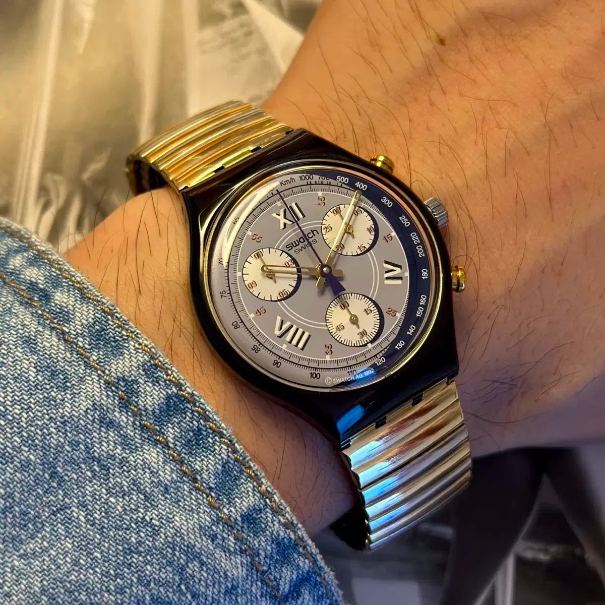 92 年版 ヴィンテージ SWATCH スウォッチ アイロニー 拡張 ストラップ ゴールド alabama