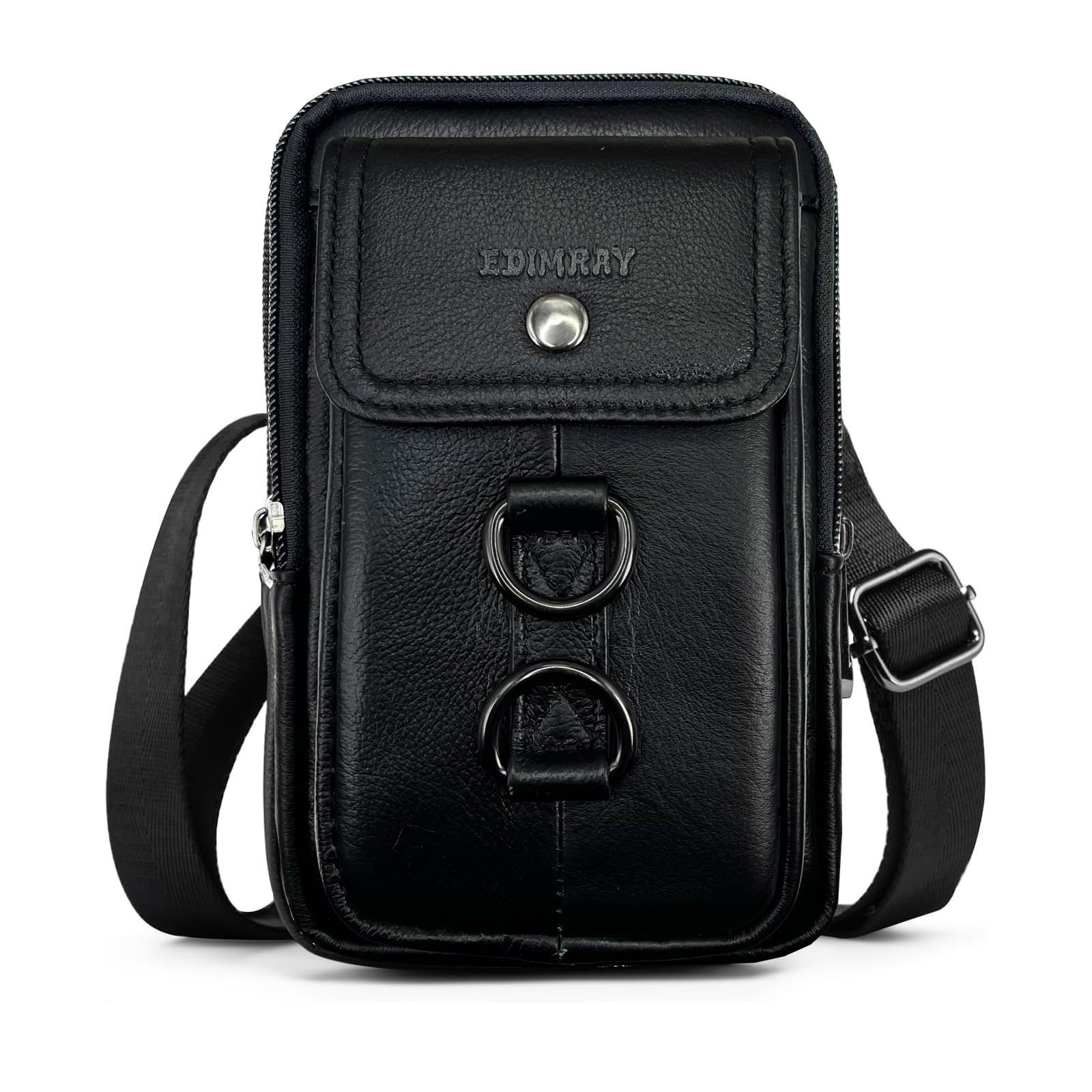 【ラスト1点】スマホ 本革 携帯ウエストポーチ 小さい 小型 財布 男性のショルダーバッグ 多機能 大容量 防水 軽量 メンズ 3 レザー way 斜め掛け腰ポーチ ベルトポーチ 携帯電話 [EDIMRAY] スマートフォン用ホルスターポーチ…