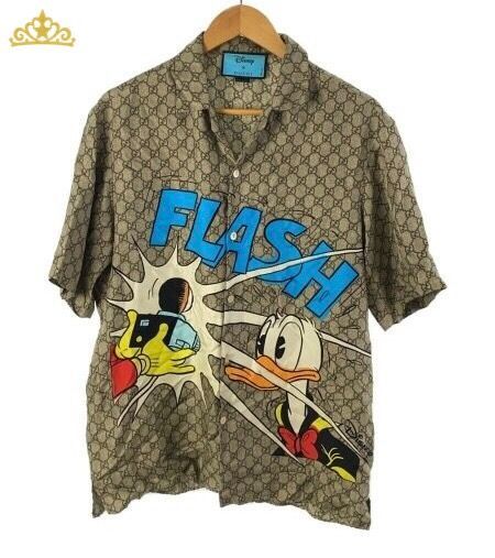 GUCCI × Disney Donald Duck Print Silk Bowling Shirt グッチ GUCCI × Disney Donald Duck Print Silk Bowling Shirt グッチ