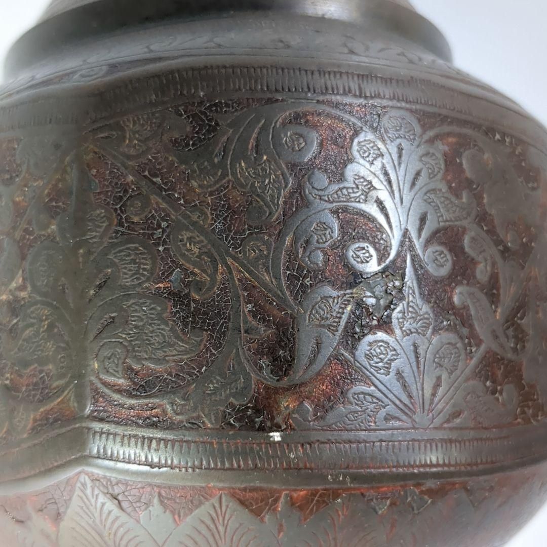 インド製 金工細工 小物入れ 刻印 ハンドメイド 茶筒 ボンボニエール