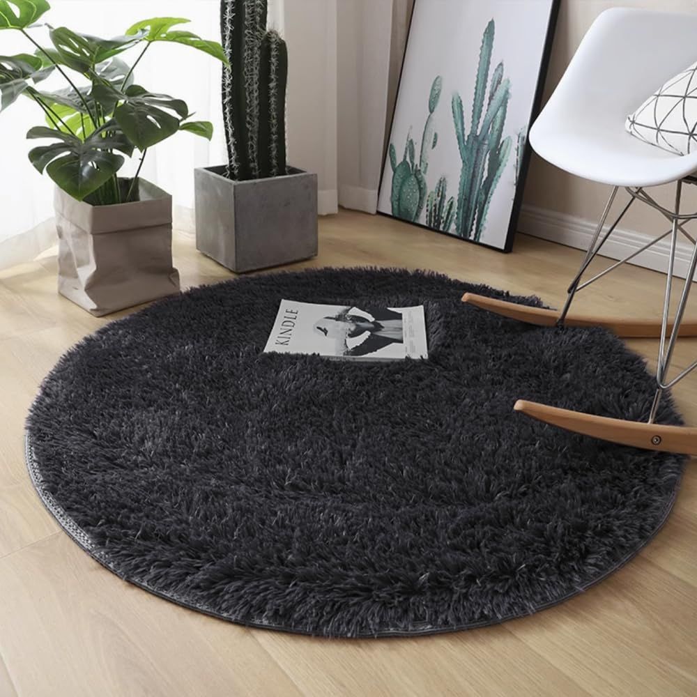 DIHACOZ ラグ ラグマット【低反発u0026新型抗菌防臭加工u00266機能すべて強化の進化モデル】 円形 185x185 厚手 全厚約5cm 毛足約4cm洗える 防音 耐熱 静電気防止 北欧風 ペルシャ調 冬用 極厚 滑り止