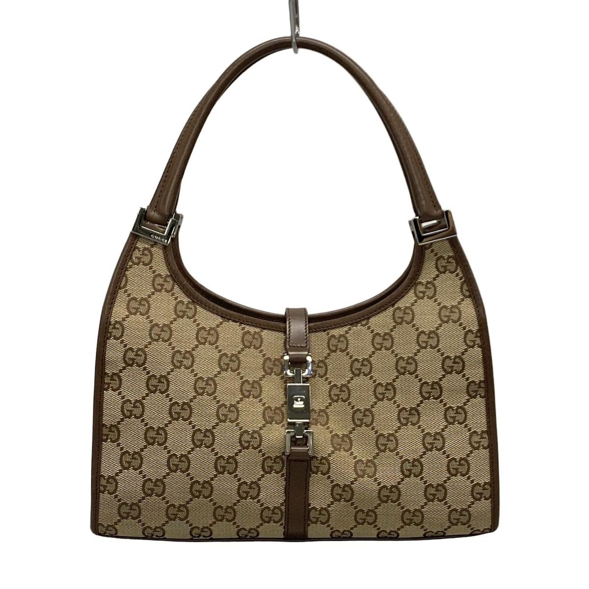GUCCI グッチ トートバッグ ジャッキー|GG柄 1721 ベージュ×ダークブラウン レザー