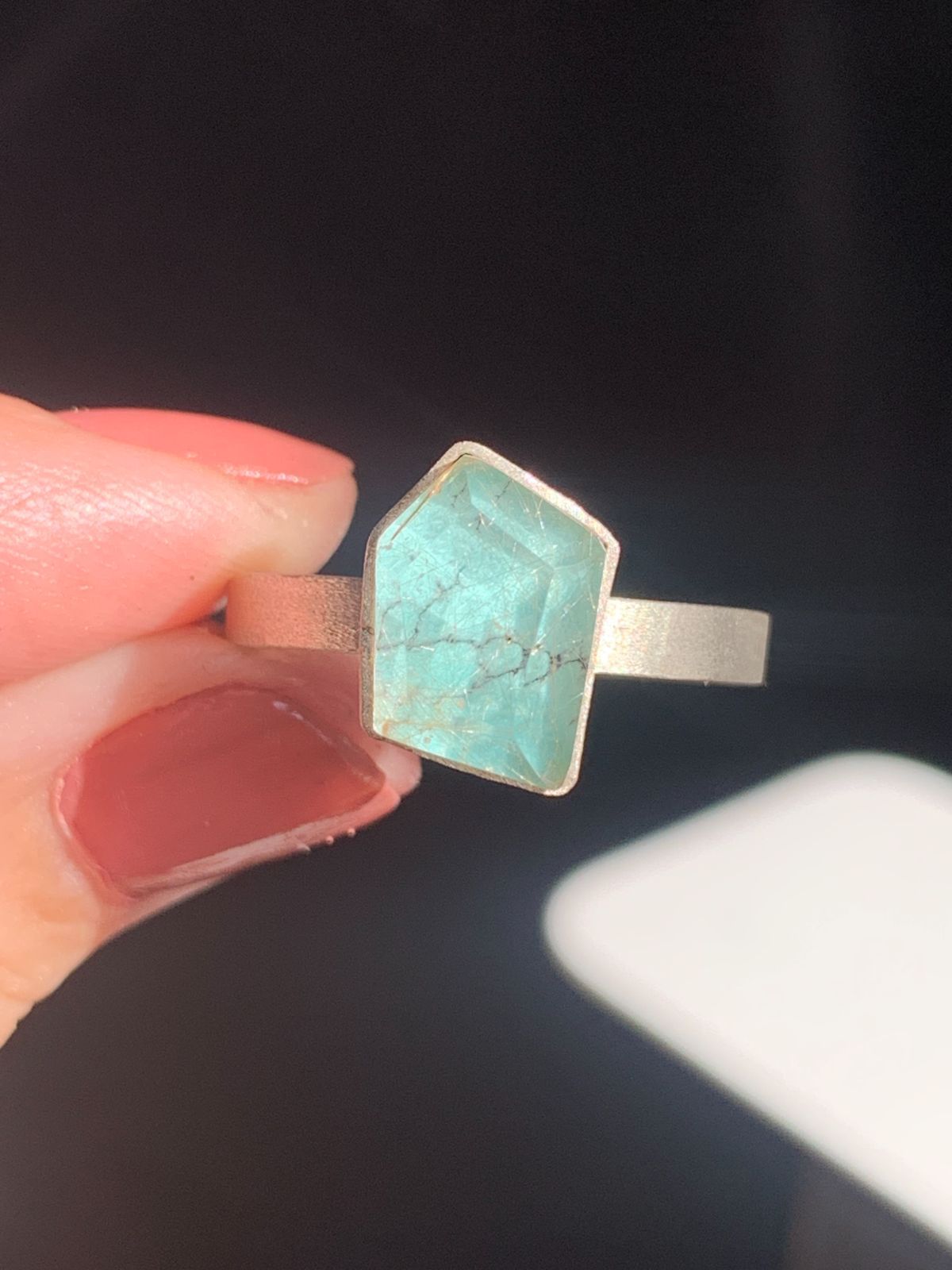 ターコイズ×ルチルクォーツ ダブレット ストーン リング SV925シルバー