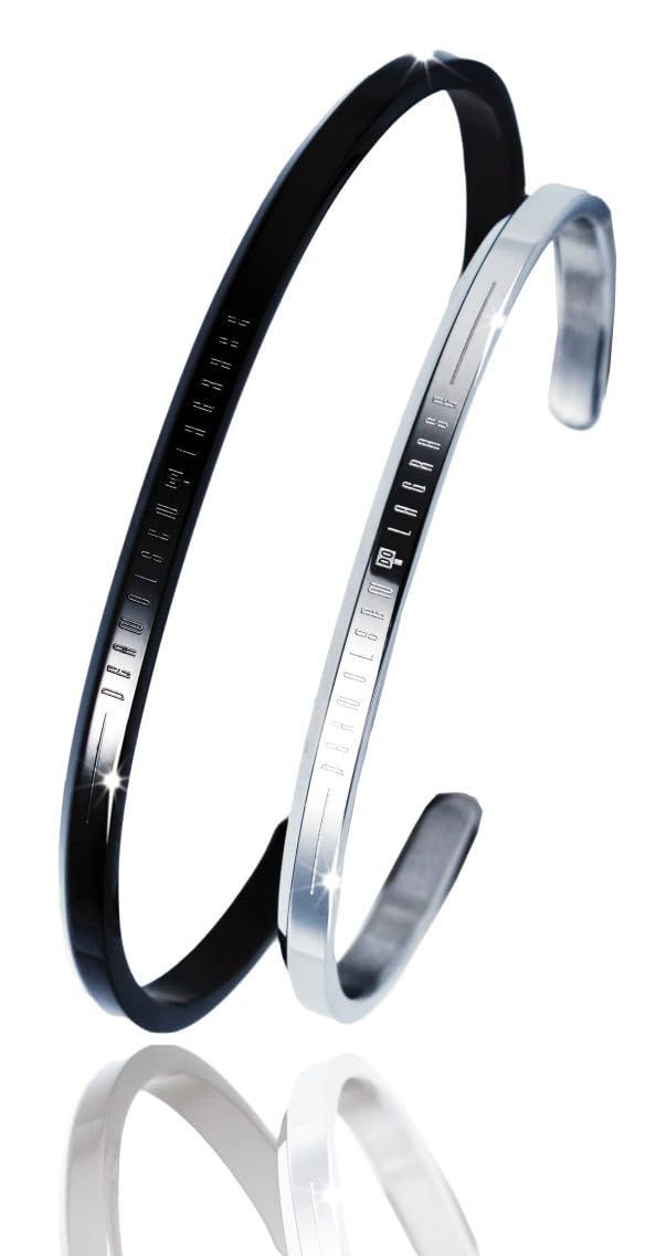 Style ペア メンズL . ブラック＆レディースM . シルバー ＤＯ Ｄｅａｎ Ｏｌｓｅｎ DeanOlsen＆Le Grace Wブランド共同企画 ペア バングル ブレスレット プレゼント 付属品 メッセージカード ギフト袋 ジュエリークロス
