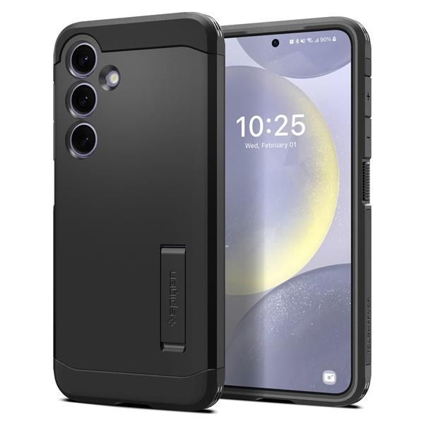 Galaxy S24_ブラック Spigen Galaxy S24 ケース 耐衝撃 スタンド付き 米軍MIL規格取得 SC-51E | SCG25 三層構造 スマホスタンド カメラ保護 傷防止 衝撃 吸収 Qi充電 ワイヤレス充電 タフ・アーマー ACS073