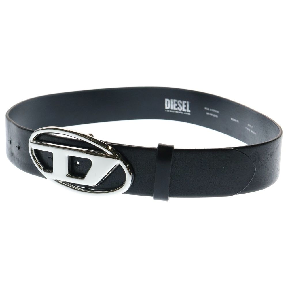 ディーゼル DIESEL ベルト X08727 DIESEL (ディーゼル) Dロゴ レザー ベルト X08727 ブラック/シルバー