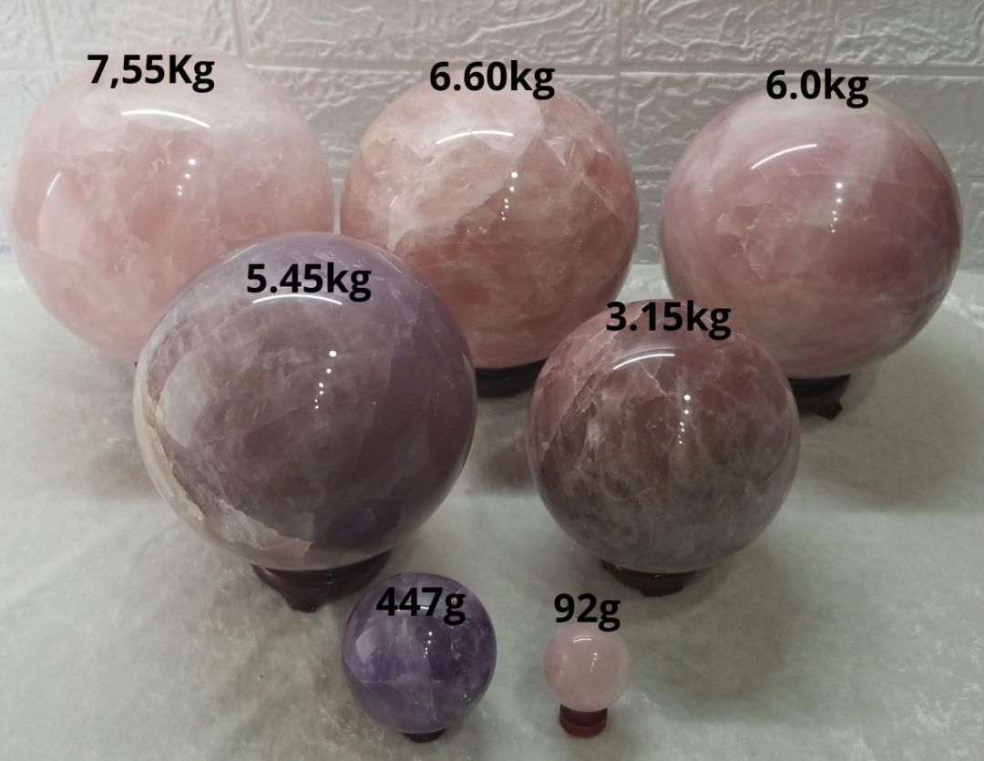 美品】超大玉 ローズクォーツ 180mm スフィア 丸玉クラスター 7.55Kg 