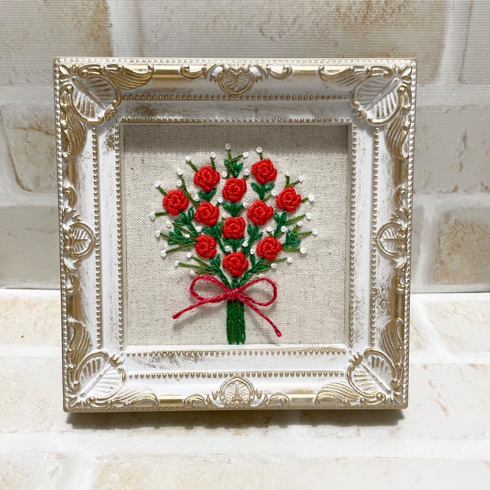 数量限定SALE フレーム 刺繍 薔薇の花束 メルカリ - 絵画