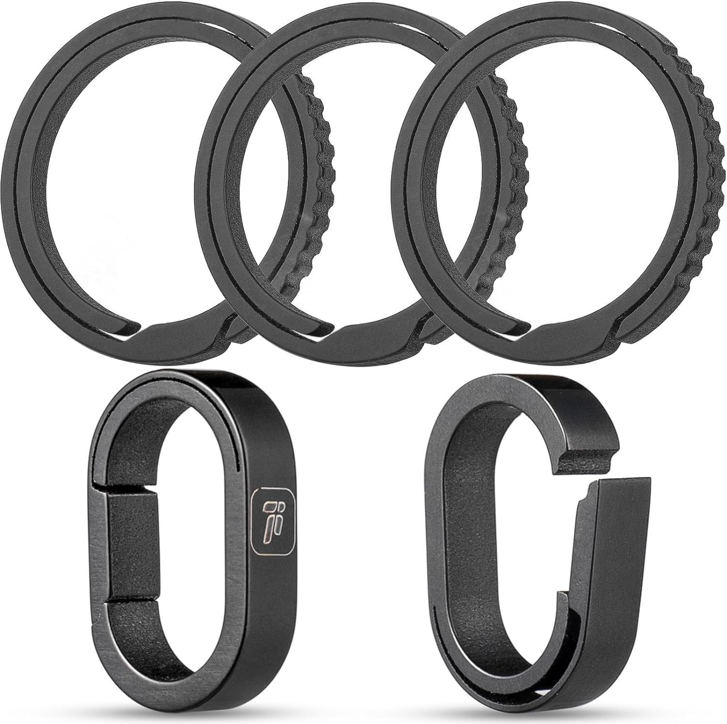 ブラック・連続リング2個+サイドプッシュリング3個 TIMULTI チタン