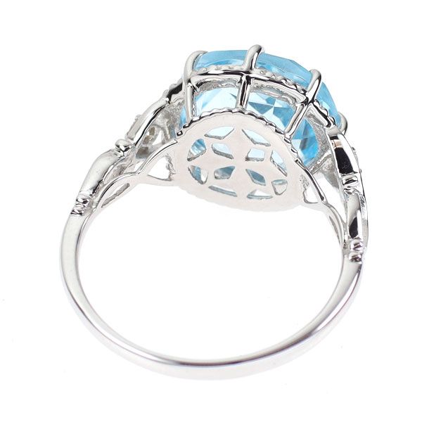 K18WG ブルートパーズ ダイヤモンド リング 5.90ct D0.06ct