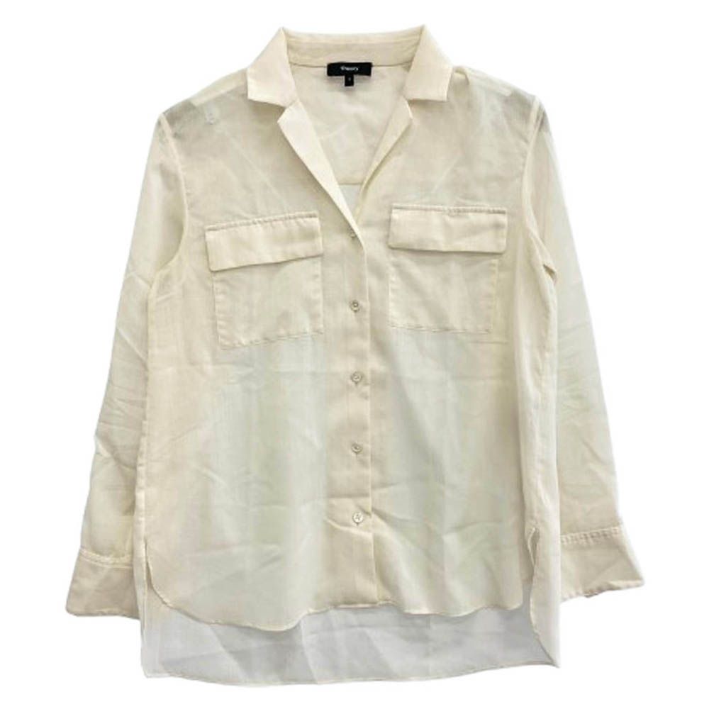 未使用級✨セオリー　長袖シャツ　Theory◆オフホワイト　Shirt theory セオリー オープンカラー ポリエステル混 ウール 長袖