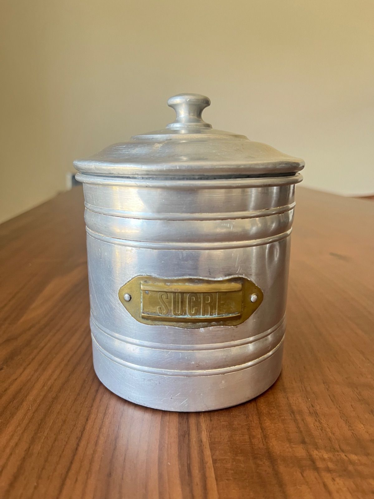 フランスアンティークアルミ製キャニスター セット