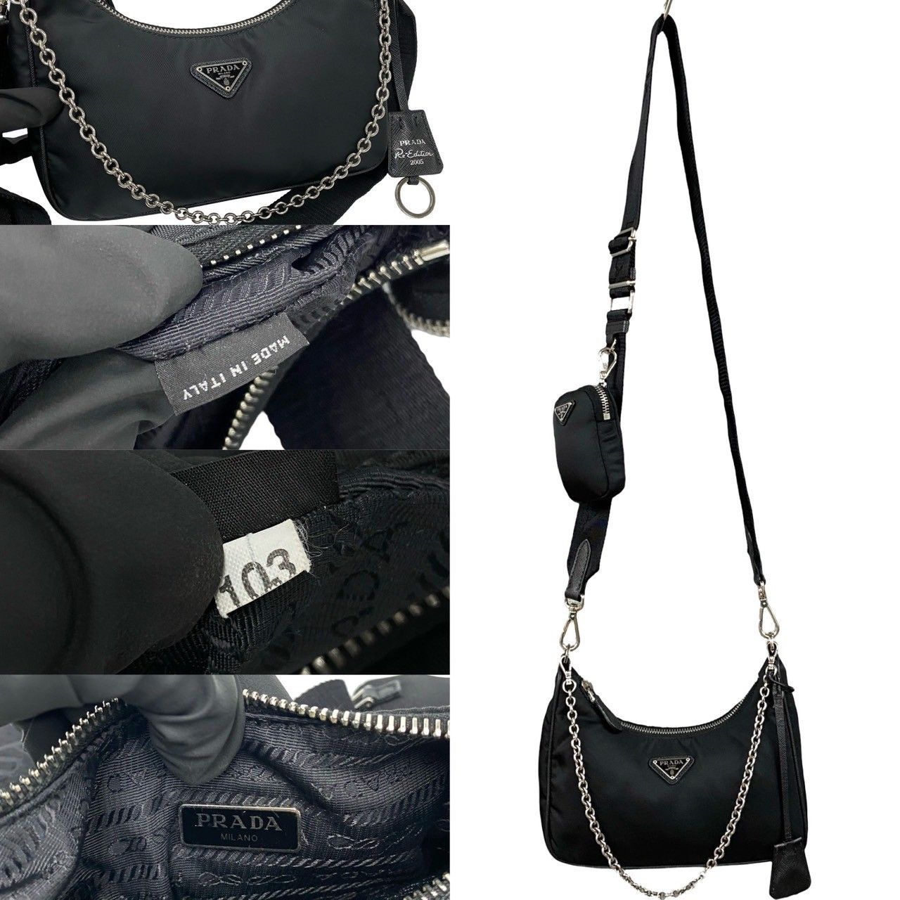 ほぼ未使用 希少品 PRADA プラダ Re:Edition 三角ロゴ 金具 ナイロン
