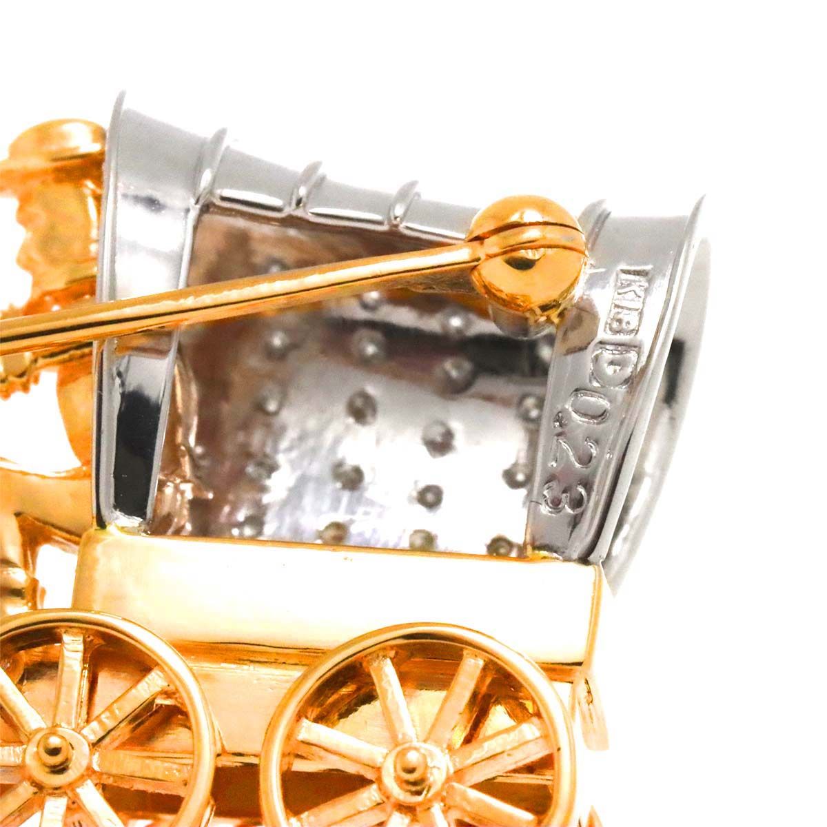 ダイヤ 0.23ct K18 PG WG ブローチ ペンダントトップ ピンク ホワイト  