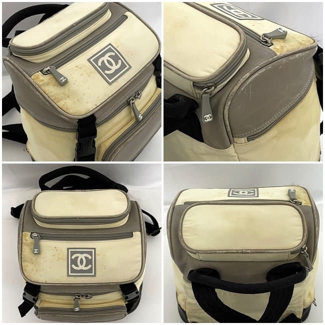 シャネル リュック グレー ホワイト ブラック スポーツ A03595 訳あり  