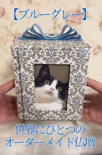 新色登場 ブルーグレー 受注制作 骨壺カバー型ペット用仏壇 犬供養 猫供養