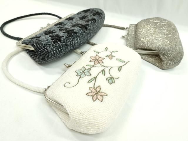 アンティーク 立体編み ビーズバッグ