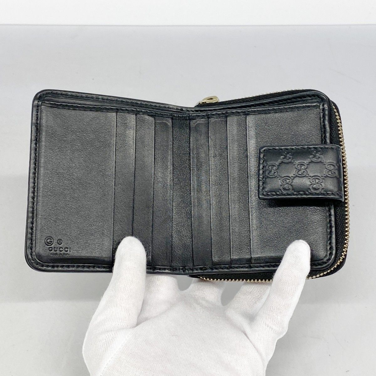 5ge6590-h】グッチ 財布 マイクログッチシマ 449395 レザー