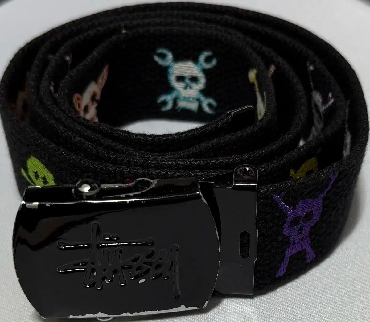 90 00s STUSSY ステューシー スカル ウェブ ベルト