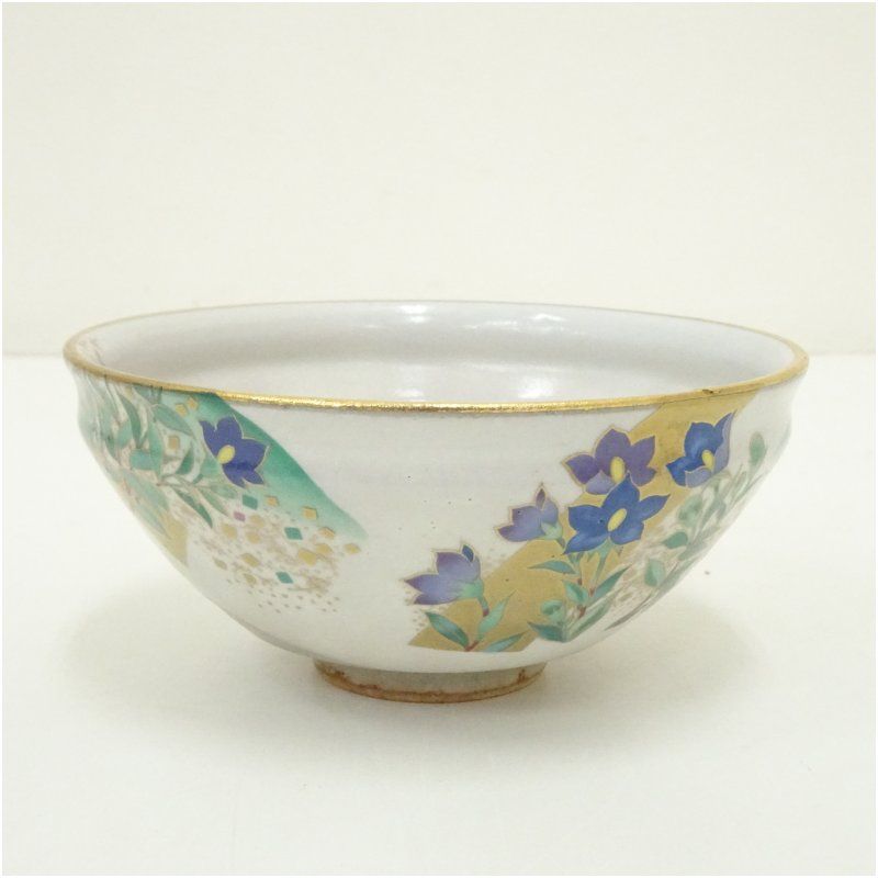 桑野睦子　御所の花　1月河竹　抹茶碗 桑野睦子 御所の花 1月河竹 抹茶碗