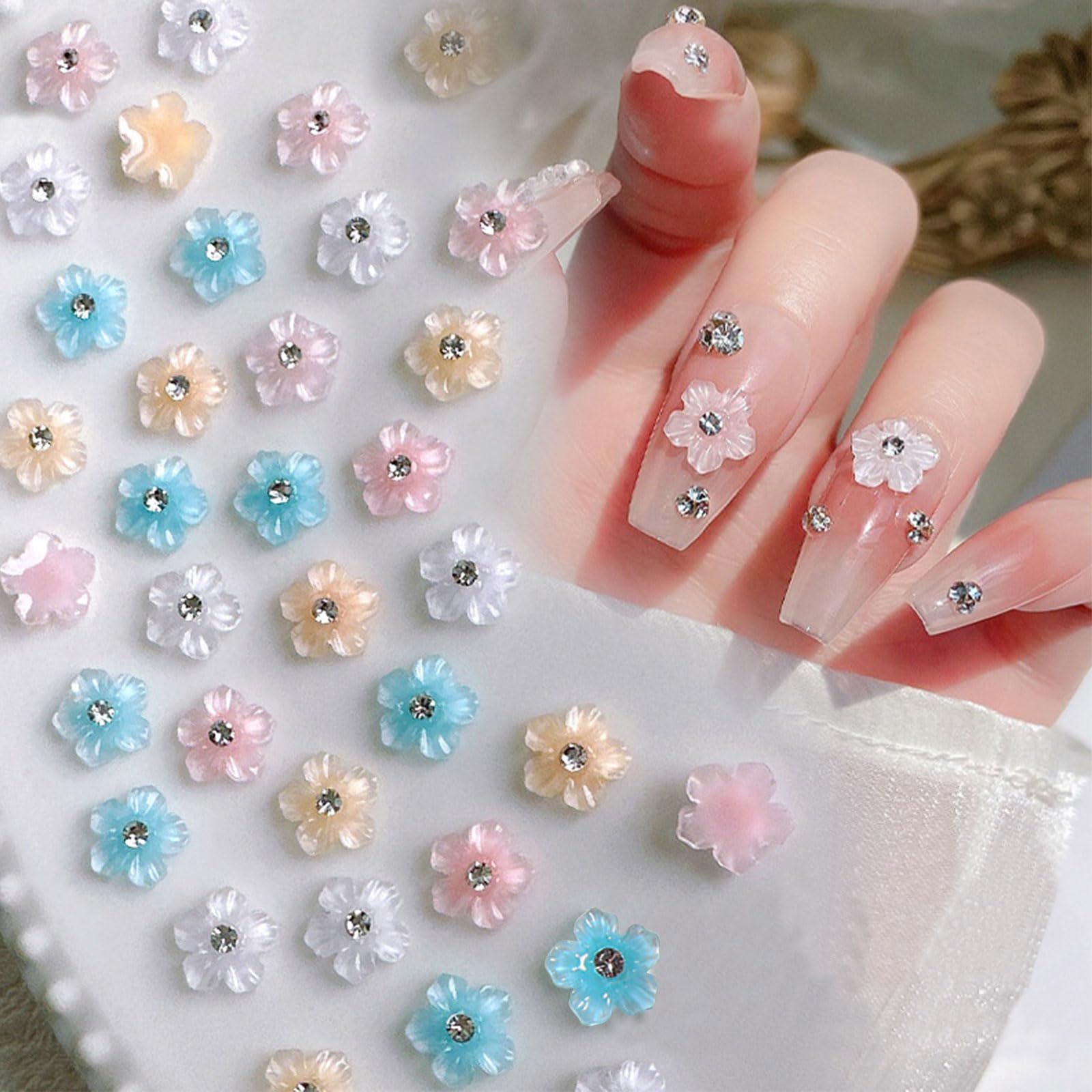 ネイルパーツ 花 60個入り 3D 立体 お花パーツ 樹脂 可愛い