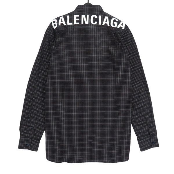 BALENCIAGA  オーバーサイズバックロゴプリントチェックシャツ 37