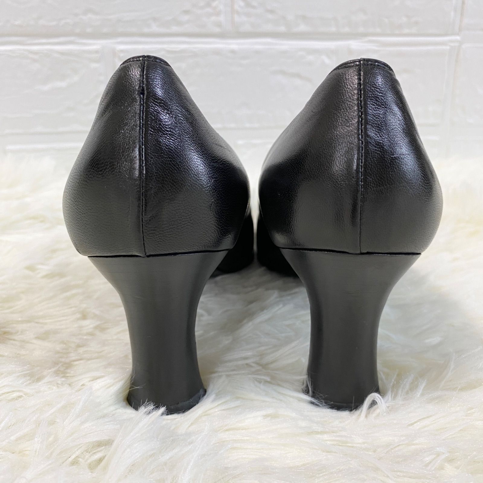 NEBULONI パンプス 38 NEBULONI】ネブローニ パンプス ロングノーズ レザー 黒 サイズ