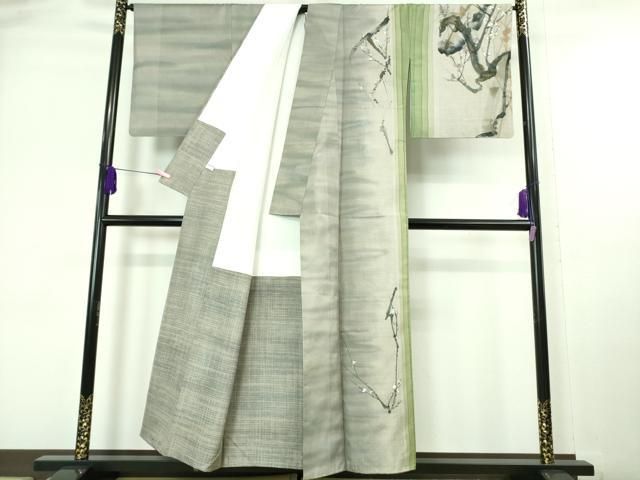 平和屋着物□極上 本場大島紬 訪問着 150亀甲 作家物 手描き 枝梅