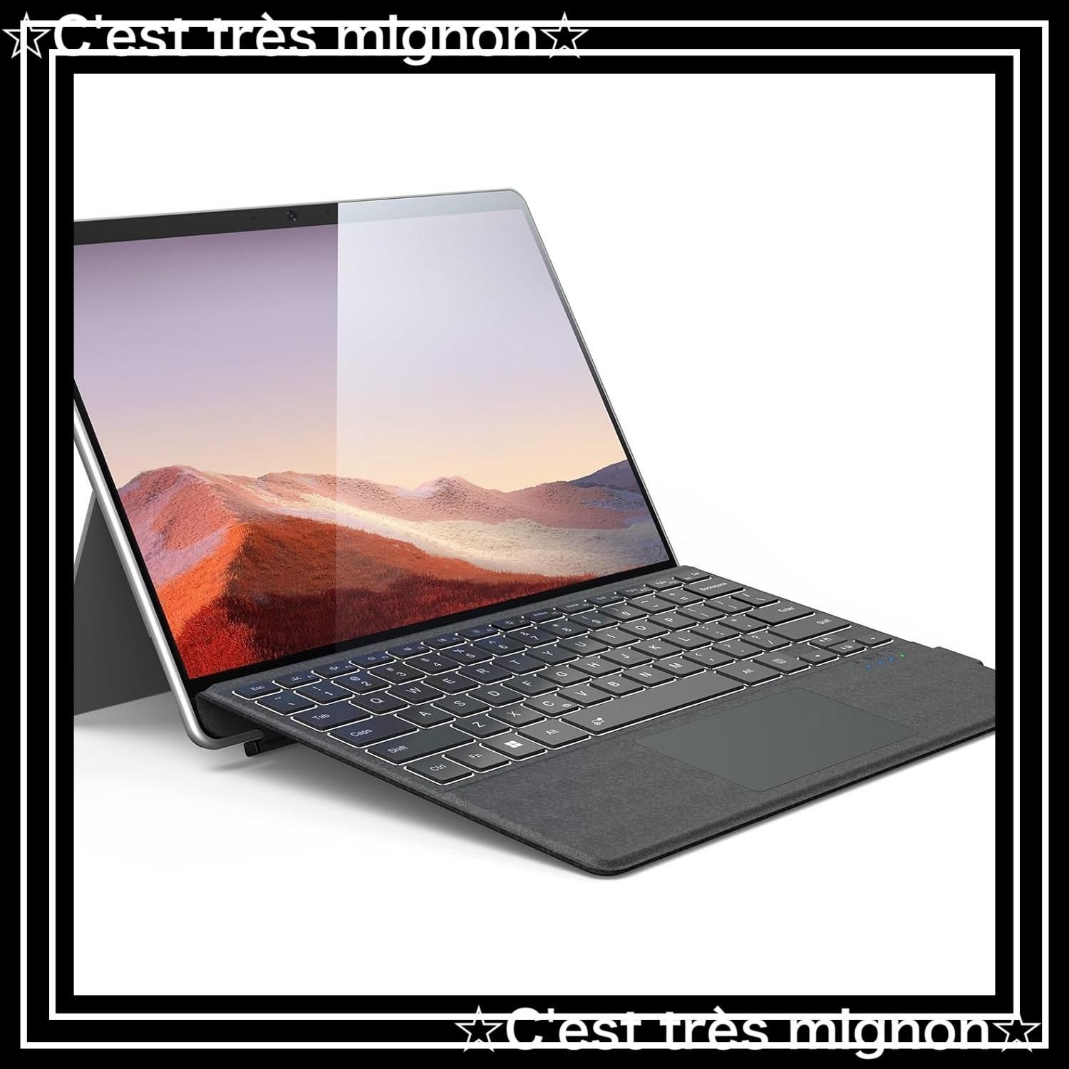 スピード発送 Omikamo マイクロソフト Surface Pro キーボード ワイヤレス Surface Pro7|6|5|4|3対応 キーボード Bluetooth 日本語配列 サーフェス キーボード 薄型 タッチパッド付き 7色バックライト Typ-