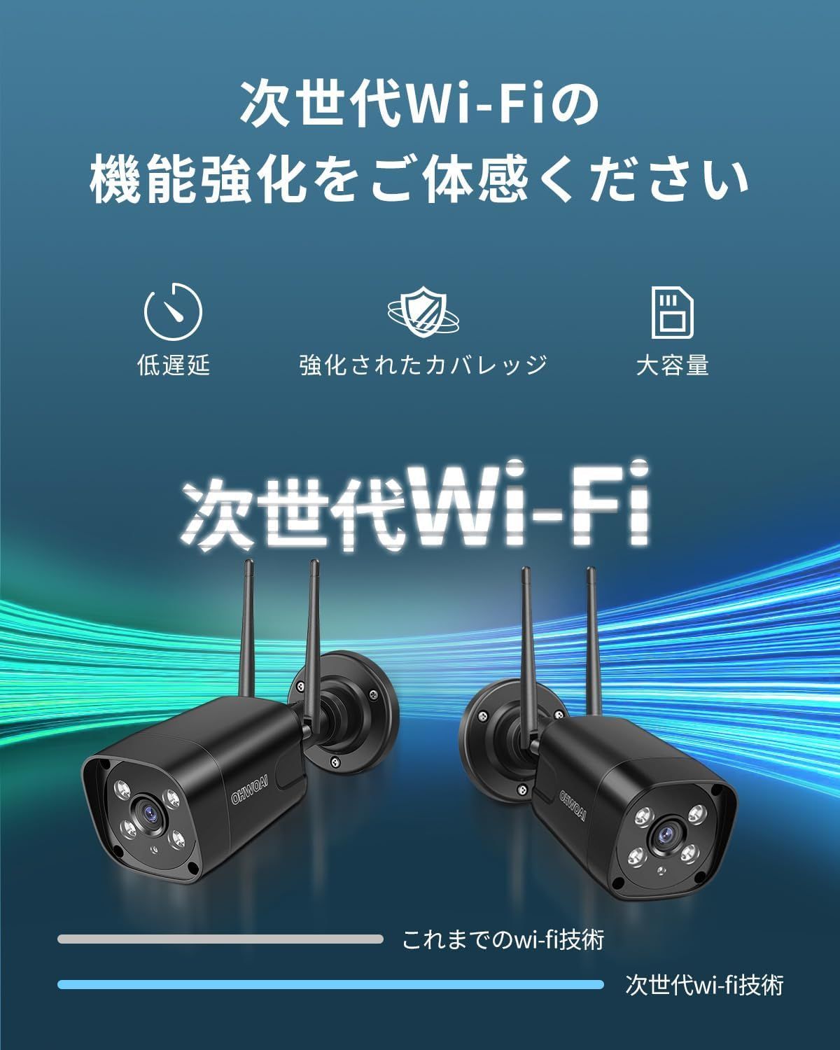 ダブルアンテナ・???°広角・双方向通話】防犯カメラ ワイヤレス 