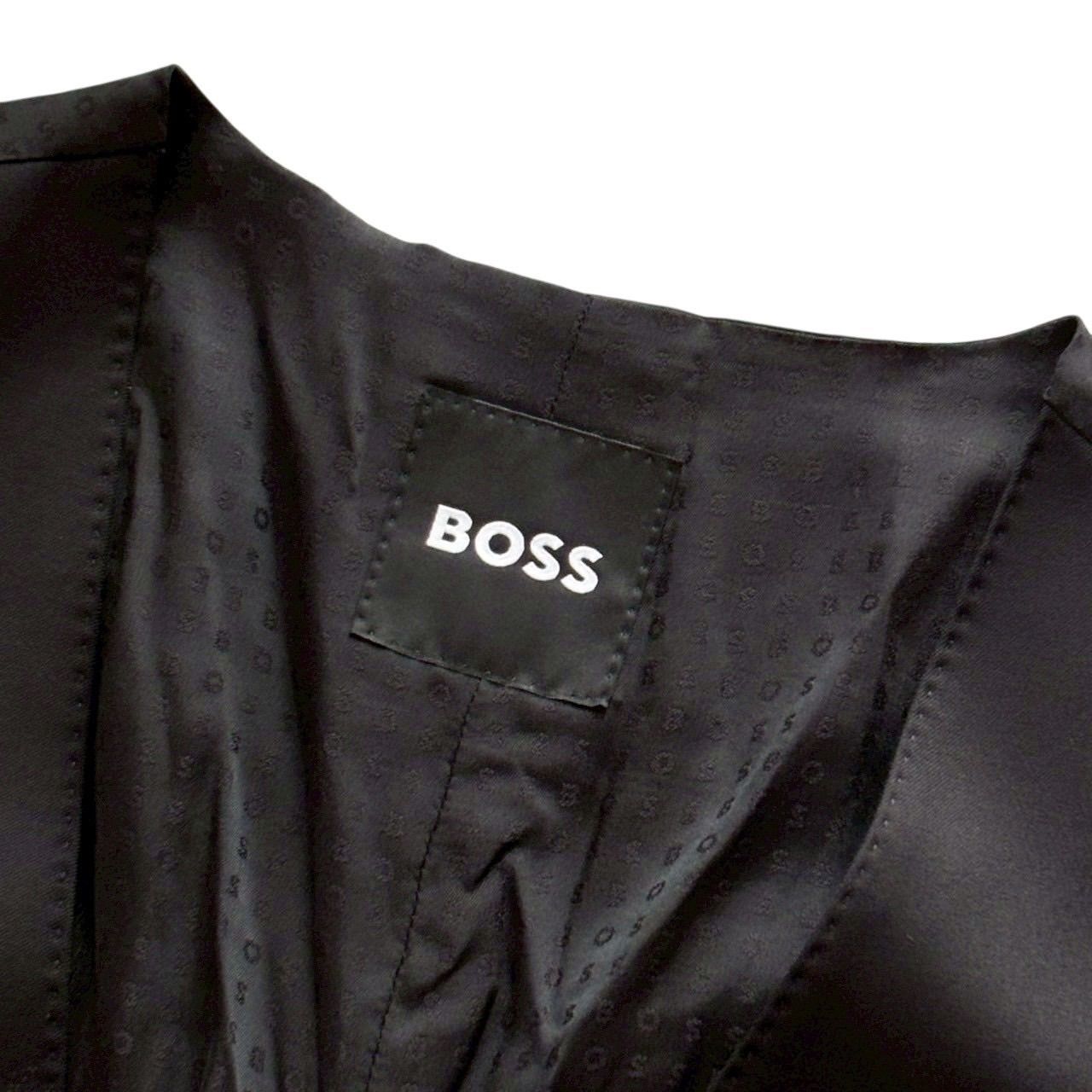 BOSS ヒューゴボス アパレル スーツ ベスト ブラック ロゴ ウール DE52 