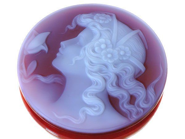 ジュエリー お洒落な貴婦人の彫刻 レッドストーンカメオルース 50.4ｍｍ×50.3ｍｍ w5688v