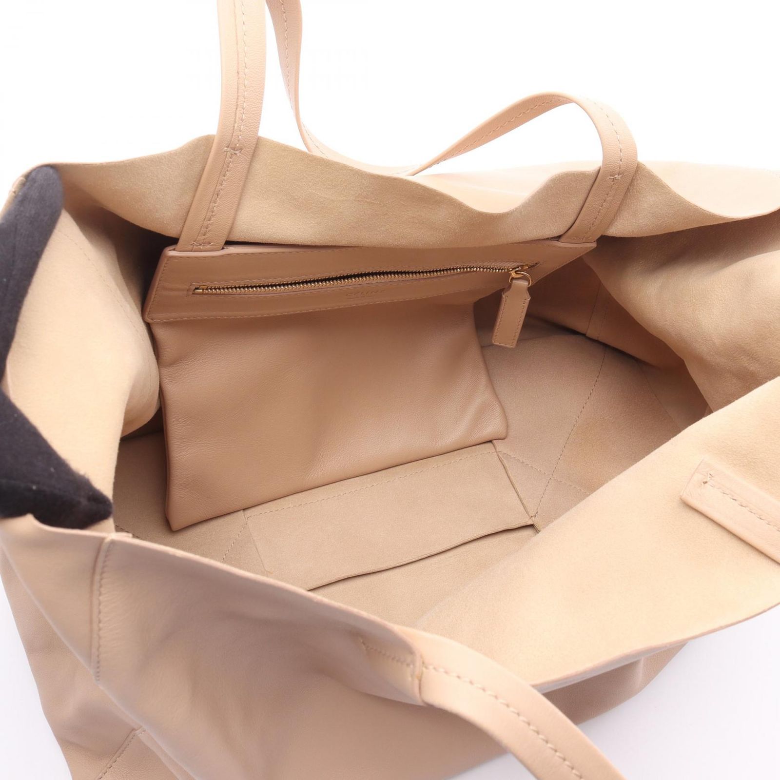 CELINE ベージュ レザー バッグ 保存袋付き セリーヌ CELINE トートバッグ レザー ベージュ レディース 中古